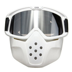 Lens Silver Riding Modular Face Mask Shield Detachable Goggles Motorcycle Helmet