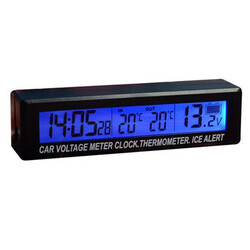 Function Car Dual Color Voltage Meter 3 in 1 Blue Display Clock Thermometer Orange