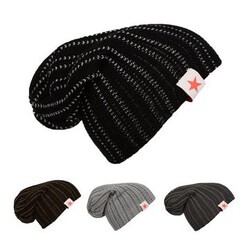 Cap Slouchy Men Women Beanie Hat Skull STAR Knit Ski Hip-hop Winter Warm