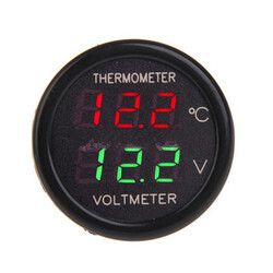 12V Car Display Dual Thermometer Voltmeter 2 in 1 LED Digital