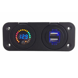 4.2A Dual Adapter 12V Voltage Colorful Voltmeter Waterproof USB Screen