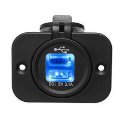 5V 3.1A 12V-24V Waterproof For Motorcycle Charger Adapter Dual USB LED Panel Port Car