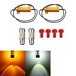 20-SMD LED Dual Color Switchback Resistor Turn Signal Light Bulb