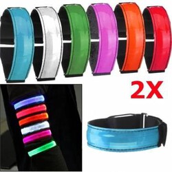 Strap Running Night Signal Safety Belt Blue 2pcs LED Reflective Arm Band