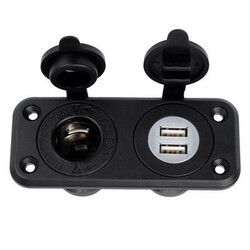 Black Color Socket Jtron Dual Cigarette Lighter Socket Car Charger 20A DC 12V 24V 5V 2.1A USB