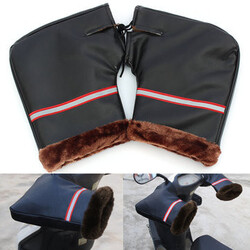 Handlebar Hand Pair PU Leather Warmer Gloves Winter Motorcycle Scooter
