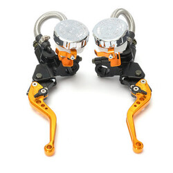 8inch Motorcycle Brake Levers Universal Pair Master Cylinder Reservoir 22mm CNC