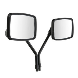 10mm Thread Rectangle Rear View Side Mirrors Black Motorcycle Scooter ATV