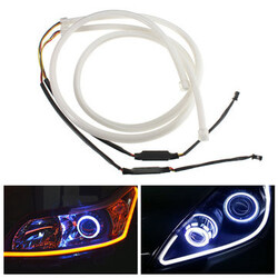 85cm Turn Signal Light Tube Soft Pair Guide White DRL Car Amber Strip LED Flexible