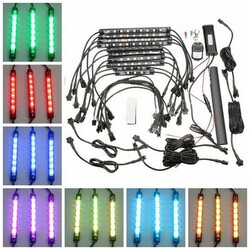 Motorcycle Auto Flexible Neon ATV 10pcs Strip Light Kit Waterproof RGB LED