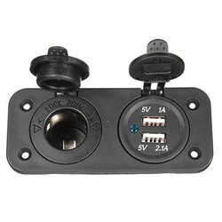 12V Dual USB Adapter Auto Cigarette Lighter Socket Motor Bike