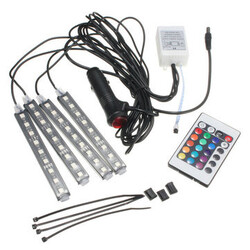 Strip Decorative Car Interior Remote Control RGB LED Lights Atmosphere Light Floor