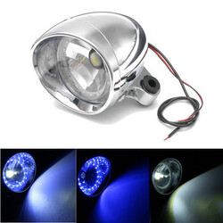 Honda Yamaha Suzuki Kawasaki 12V Motorcycle Headlight With White LED Angel Eye