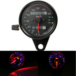 Universal Motorcycle Odometer LED Backlight Dual Mileage Speedometer Gauge Signal