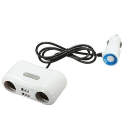 Dual USB Car Adapter LED Charger Cigarette Lighter Power Socket 12V 24V