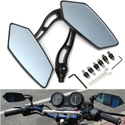 M8 Motorcycle Scooter Mirrors Rear View Side Black Universal M10 Blue Aluminium