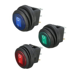 Round 12V 20A Car Boat Marine ON OFF Waterproof LED Rocker SPST Switch