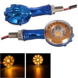 3D Harley Custom LED Lamps Amber Turn Signal Indicator Lights Pair Motorcycle Skull Skeleton