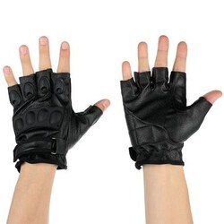 Sports PU Leather L XL Motorcycle Half Finger Gloves Black