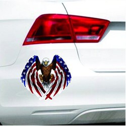 Flag Car Eagle United Sticker Decal Vinyl Window Bumper Auto States USA