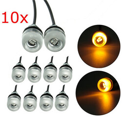 10Pcs Motorcycle Eagle Eye Lamp 3LED 5630 Daytime Running Lights 18MM Yellow