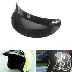 Shield Helmets Motorcycle Open Face Visor Buttons Universal Black Snap Lens