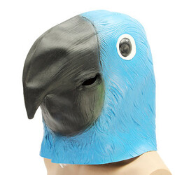 Blue Creepy Animal Halloween Costume Latex Mask Theater Prop Party Cosplay Deluxe Bird