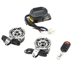 Stereo MP3 Handlebar Speakers Waterproof SD Card Radio Motorcycle LCD