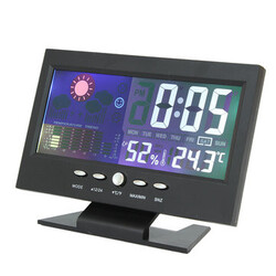 Digital Clock Car Thermometer Forecast Weather LCD Screen Black Calendar Color