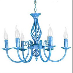 Bedroom Lamp Mediterranean Head Garden Chandelier Lamp Iron Blue Classic