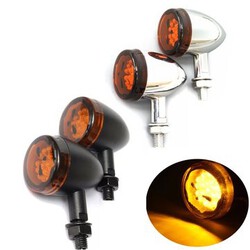 2pcs Motorcycle LED Lamp For Harley Indicator Turn Signal Lights Skull Aluminum