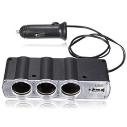 Cigarette Lighter Socket Splitter Adapter 3 Way Car USB Charger DC 12V 24V