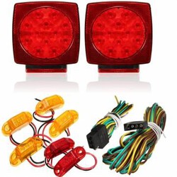 Amber Kit Turn Brake Square Tail Stop LED Light Side Marker Lamp Truck Trailer