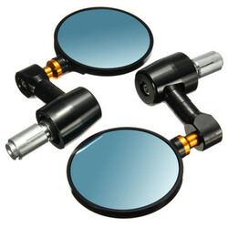 Motorcycle Handlebar 22mm CNC Aluminum Rear View Mirror Pair Black Rear View Side