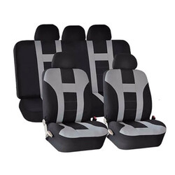 Black Front Rear Washable Universal Car Seat Covers Grey Piece Protectors