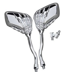 Rear View Mirrors Chrome Skull Side 8MM 10MM Universal Motorcycle Claw