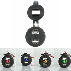 Volt Meter 12-24V Dual USB Motorcycle LED 5V 4.2A Charger Voltmeter