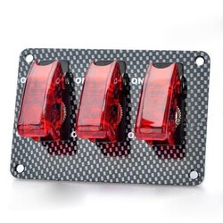 Light 20A 12V Red Car Carbon Fiber On-off Modification Trio Rocker Toggle Switch