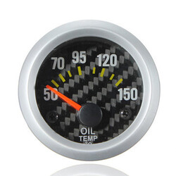 Electrical Carbon Fiber Face White Oil Temp Temperature Gauge Celsius