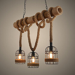 Rope American Chandelier Country Head Bamboo Retro