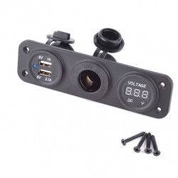 12V 24V digital Sockets Dual USB Adapter Charger Power Outlet Voltmeter Cigarette Lighter Car