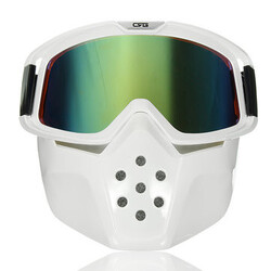 Green Detachable Goggles Motorcycle Helmet Lens Modular Face Mask Shield