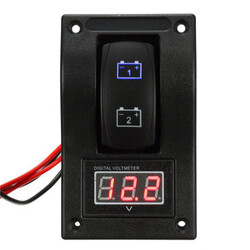 Panel LED Marine Boat Battery Rocker Switch 12V Dual LED Test Voltage Voltmeter