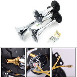 Triple Ultra Motorcycle Trumpet 12V 24V Air Horn Kit Loud Compact