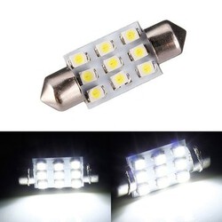 Number Plate 9 SMD Xenon White 38mm 1W LEDs Festoon Bulb Interior Light