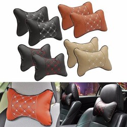 Headrest Cushion Universal PU Leather Pair Pillow Pad Head Neck Car Seat