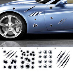 3D Simulated Waterproof Motorcycle Stickers Car Sticker Holes Decal Bullet Scratch