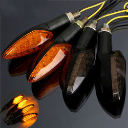 Turn Signal Indicator Light Amber Long 15LED Smoke Lens 12V Universal Motorcycle Handle