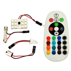 36MM Room Car LED Pair RGB Remote Control 5050 12SMD Light Interior Lamp