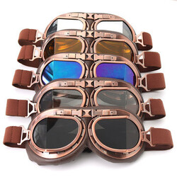 Motorcycle Scooter Copper Helmet Glasses Goggles Anti UV Vintage Pilot Steampunk